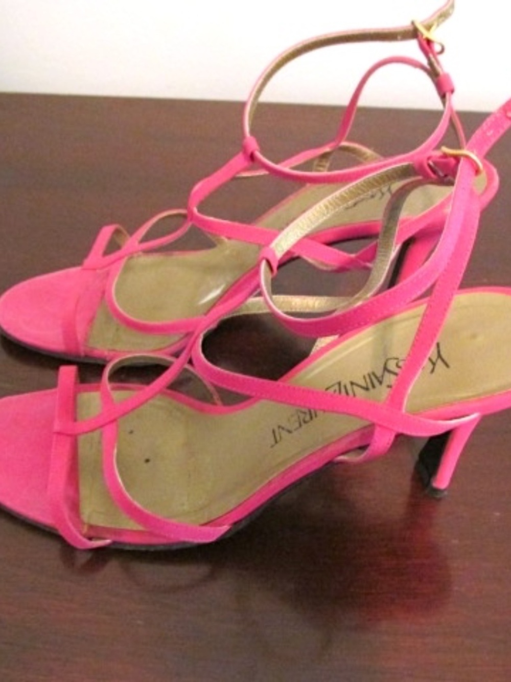 Vintage YSL Hot Pink Strap Heels. Size 7.5 - Picture 2 of 9